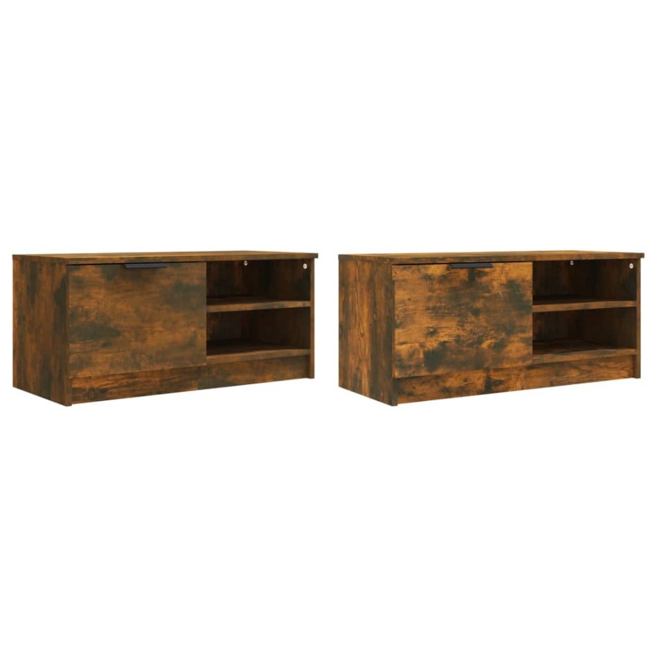 Muebles para TV 2 uds contrachapado roble ahumado 80x35x36,5