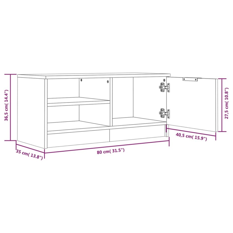 Muebles para TV 2 uds contrachapado roble ahumado 80x35x36,5