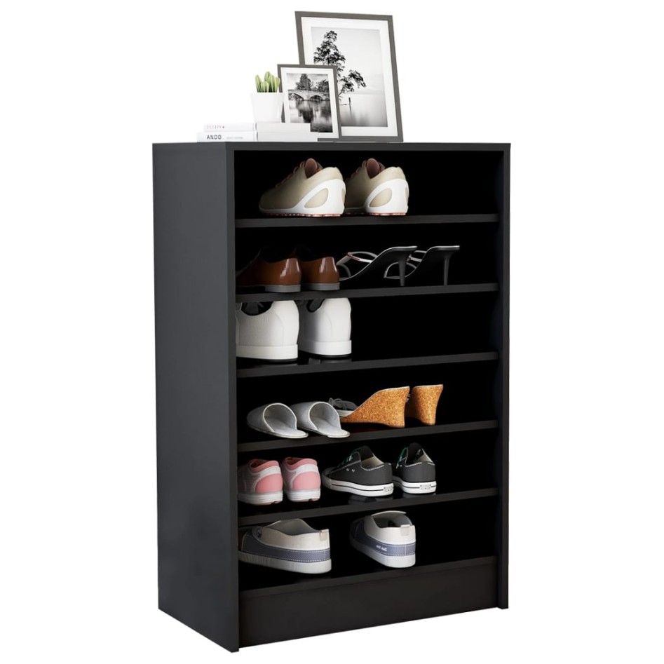 Mueble zapatero de madera contrachapada negro 60x35x92