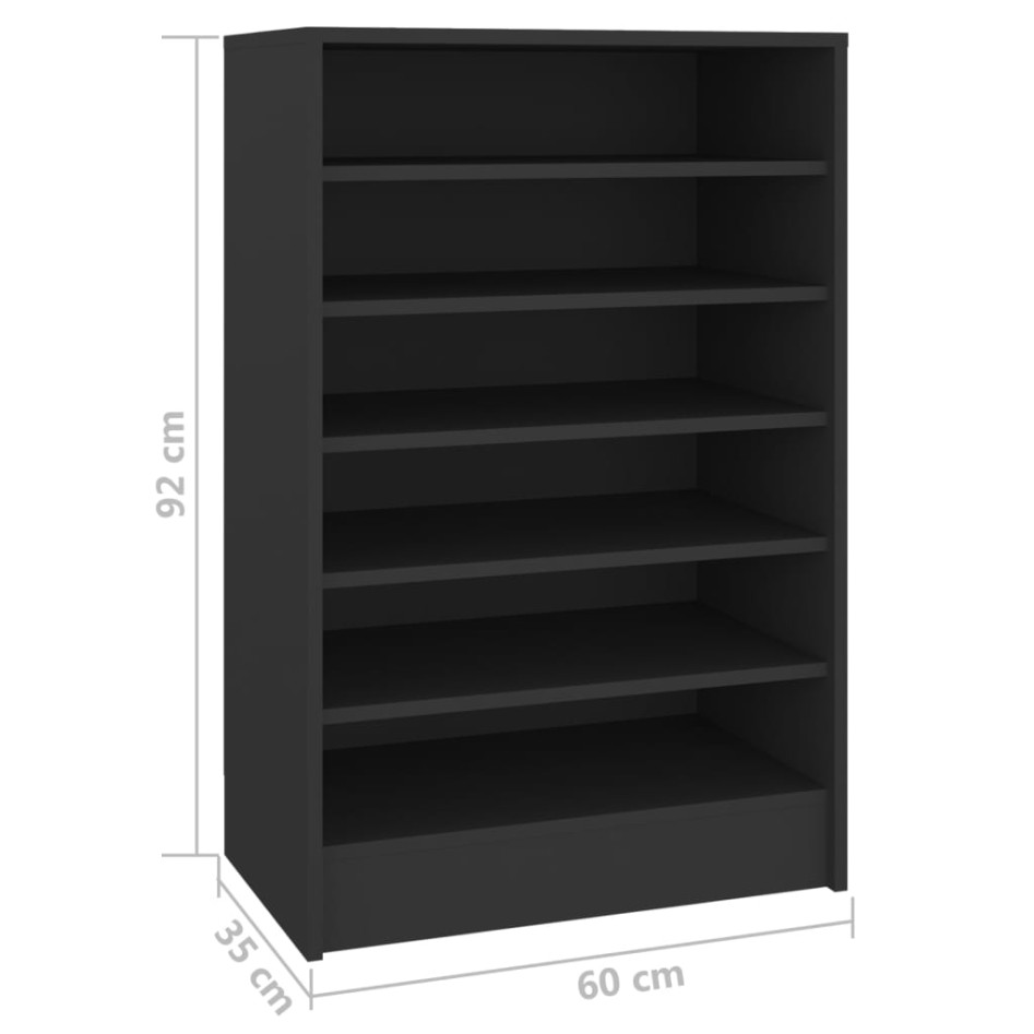 Mueble zapatero de madera contrachapada negro 60x35x92
