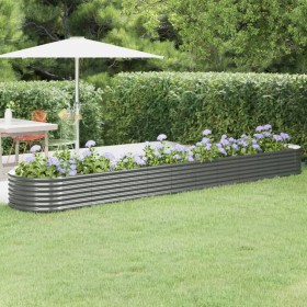 Jardinera arriate acero recubrimiento polvo gris 440x80x36