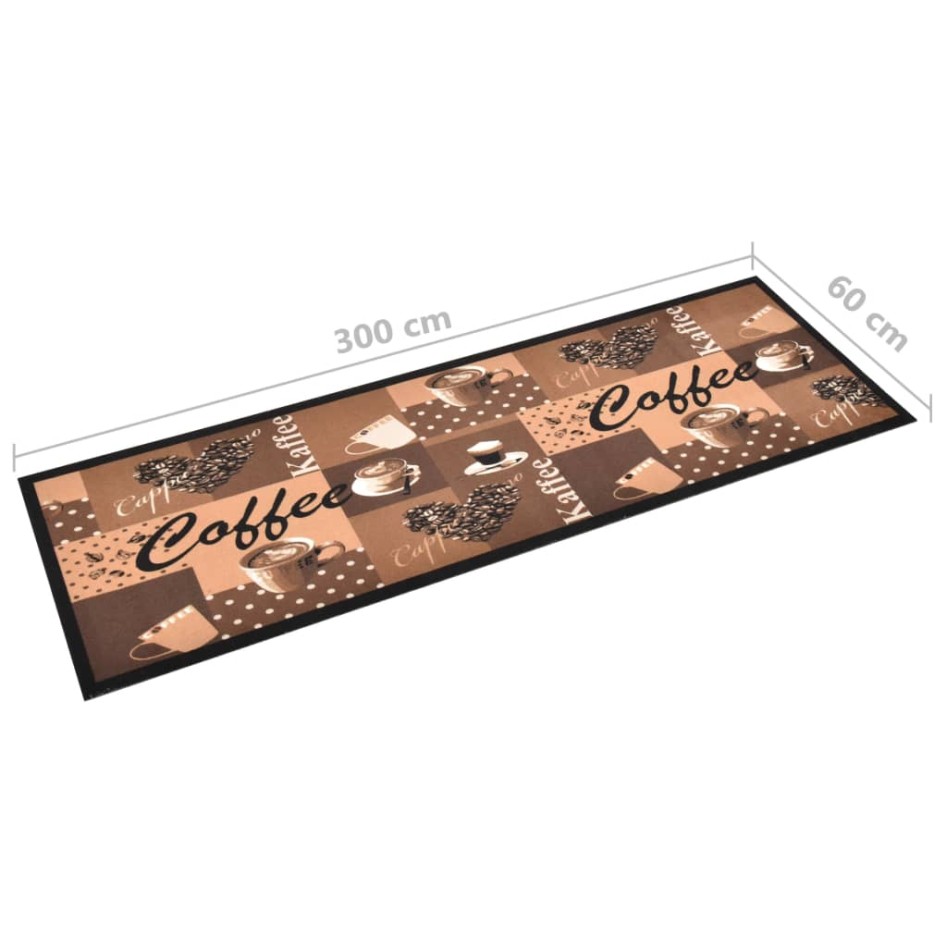 Alfombra de cocina lavable Coffee marrón 60x300
