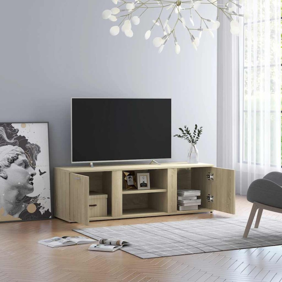 Mueble de TV madera contrachapada color roble 120x34x37