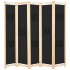 Biombo divisor de 5 paneles de tela negro 200x170x4
