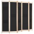Biombo divisor de 5 paneles de tela negro 200x170x4