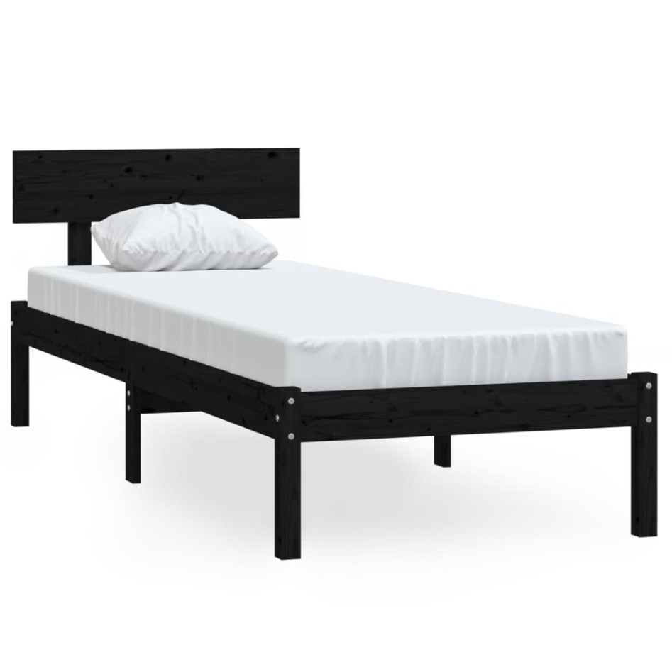 Estructura de cama sin colchón madera maciza negro 100x200