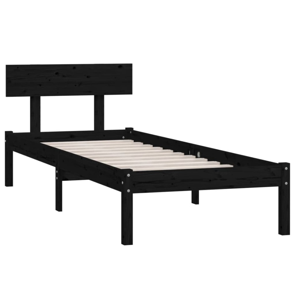 Estructura de cama sin colchón madera maciza negro 100x200