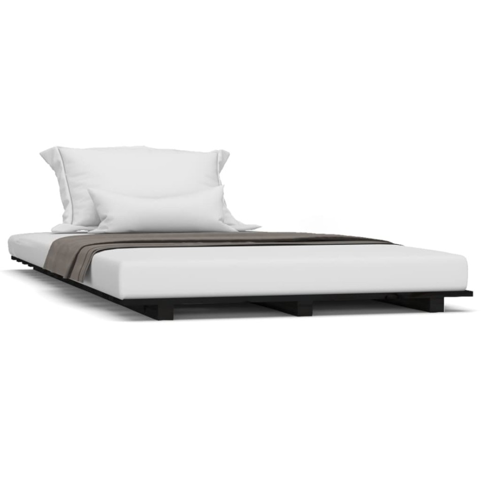 Estructura de cama madera maciza de pino negro 90x190