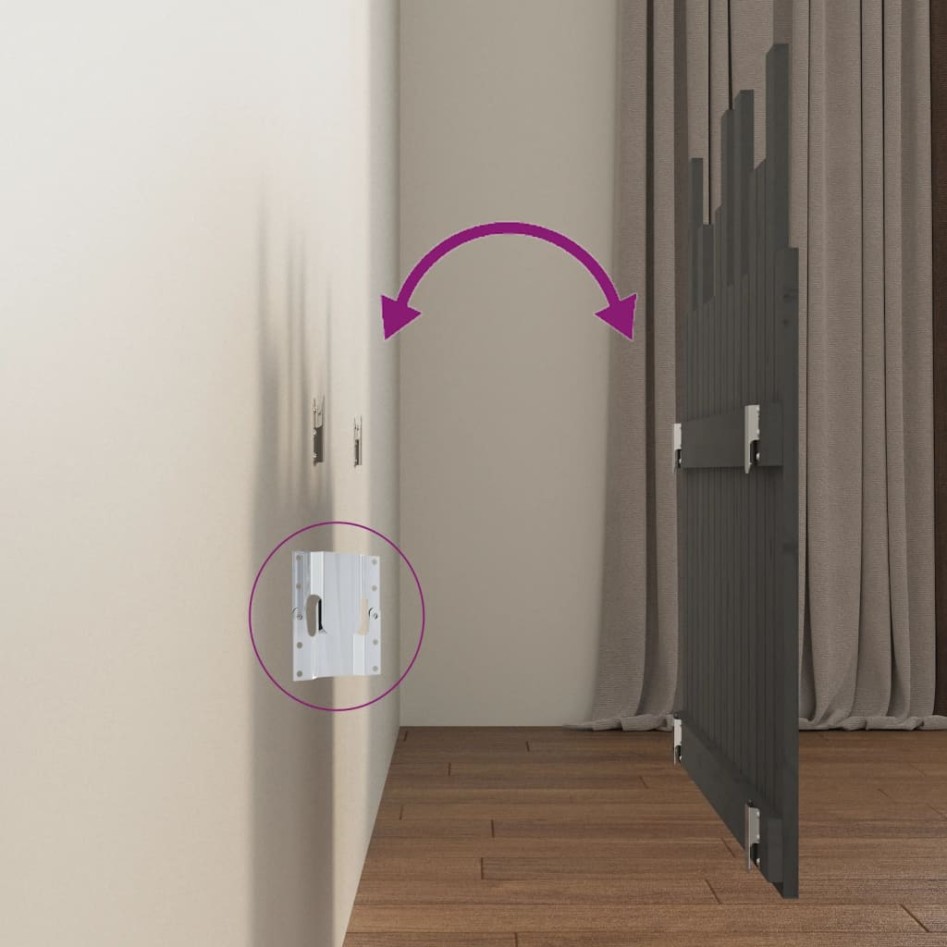 Cabecero de cama de pared madera maciza pino gris 95,5x3x80