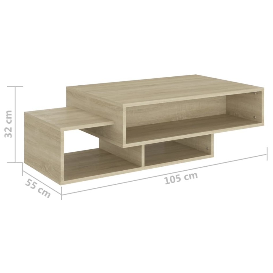 Mesa de centro madera contrachapada roble Sonoma 105x55x32