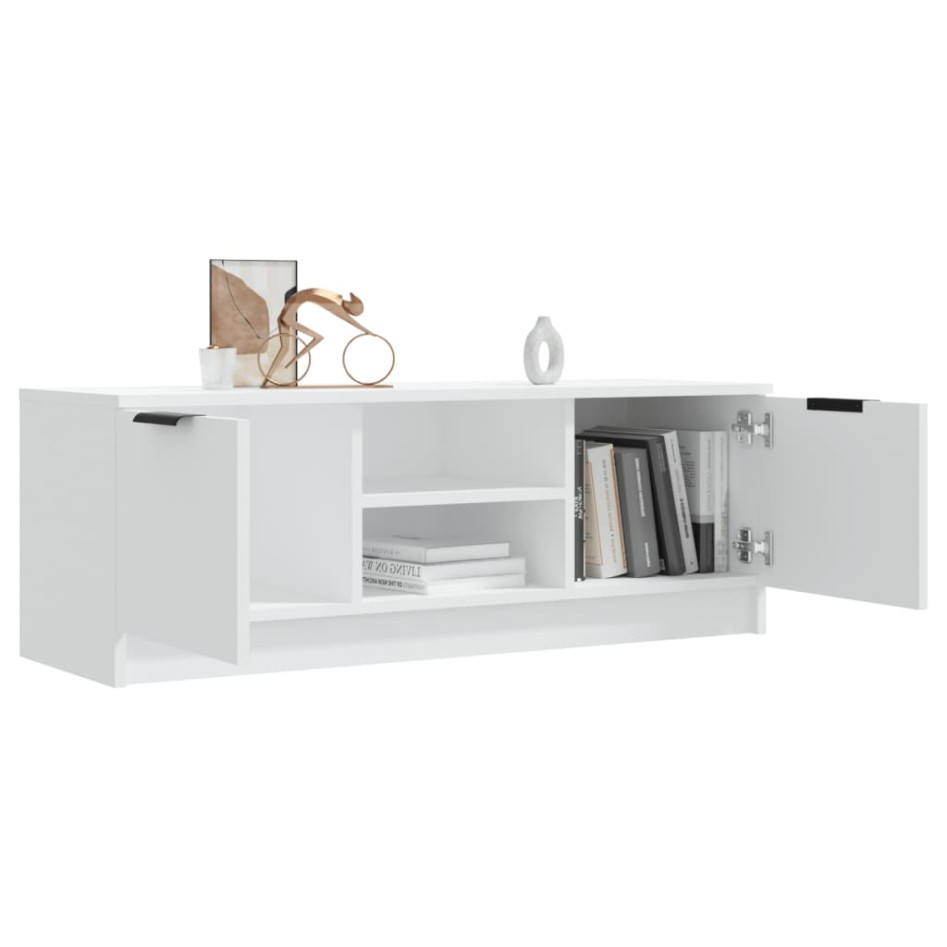 Mueble de TV madera contrachapada blanco 102x35x36,5