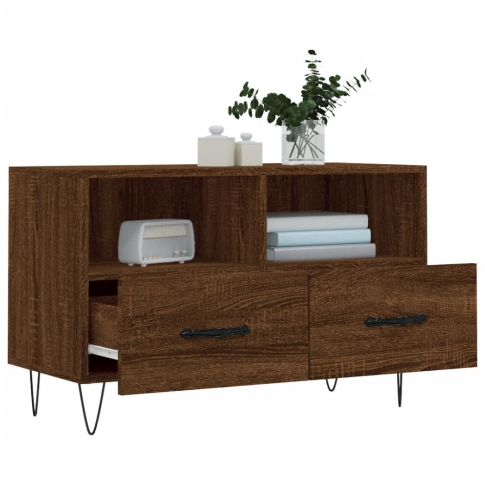 Mueble para TV madera contrachapada roble marrón 80x36x50