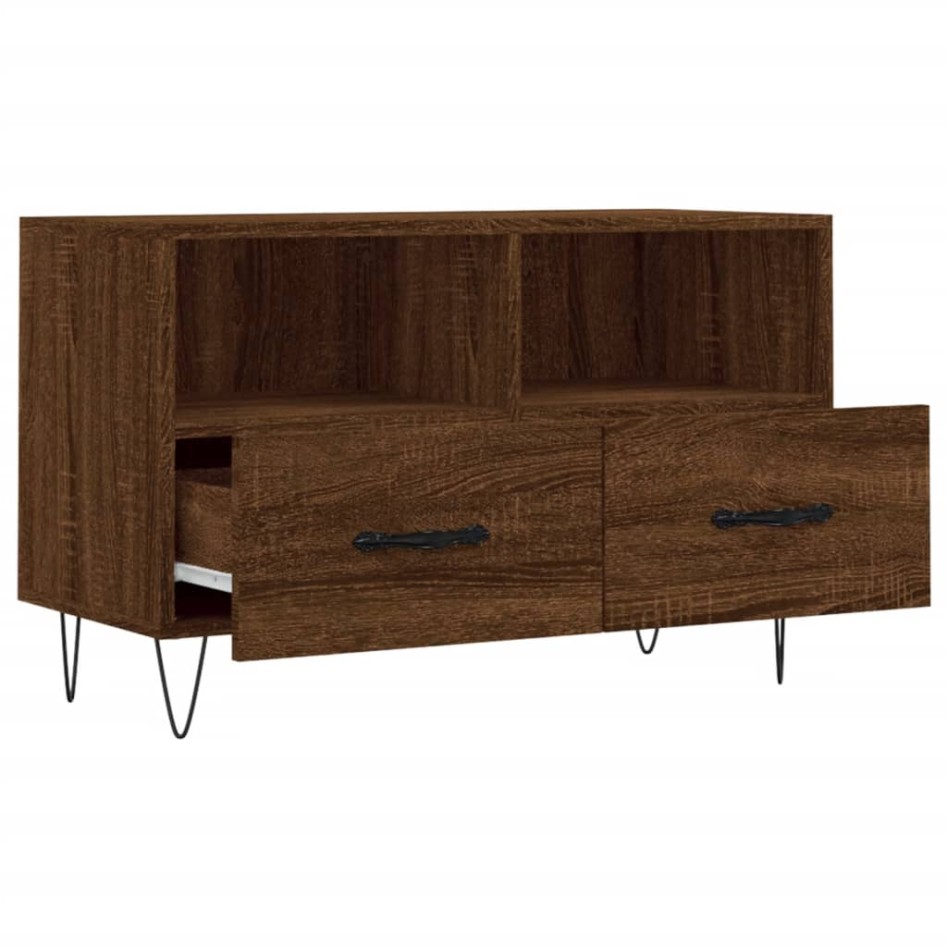 Mueble para TV madera contrachapada roble marrón 80x36x50