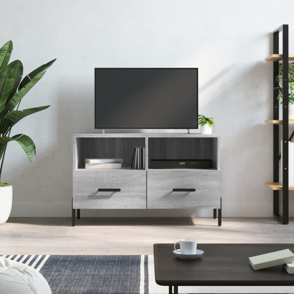 Mueble de TV madera de ingeniería gris Sonoma 80x36x50