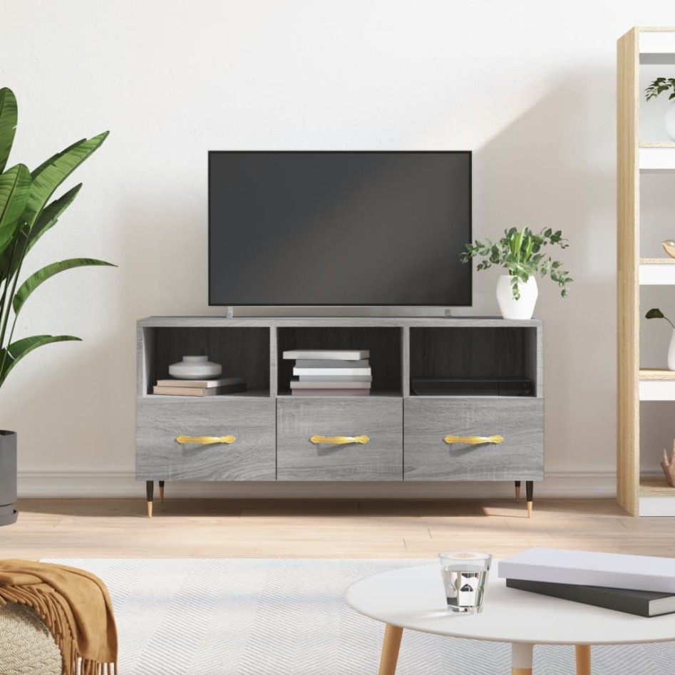 Mueble de TV madera de ingeniería gris Sonoma 102x36x50