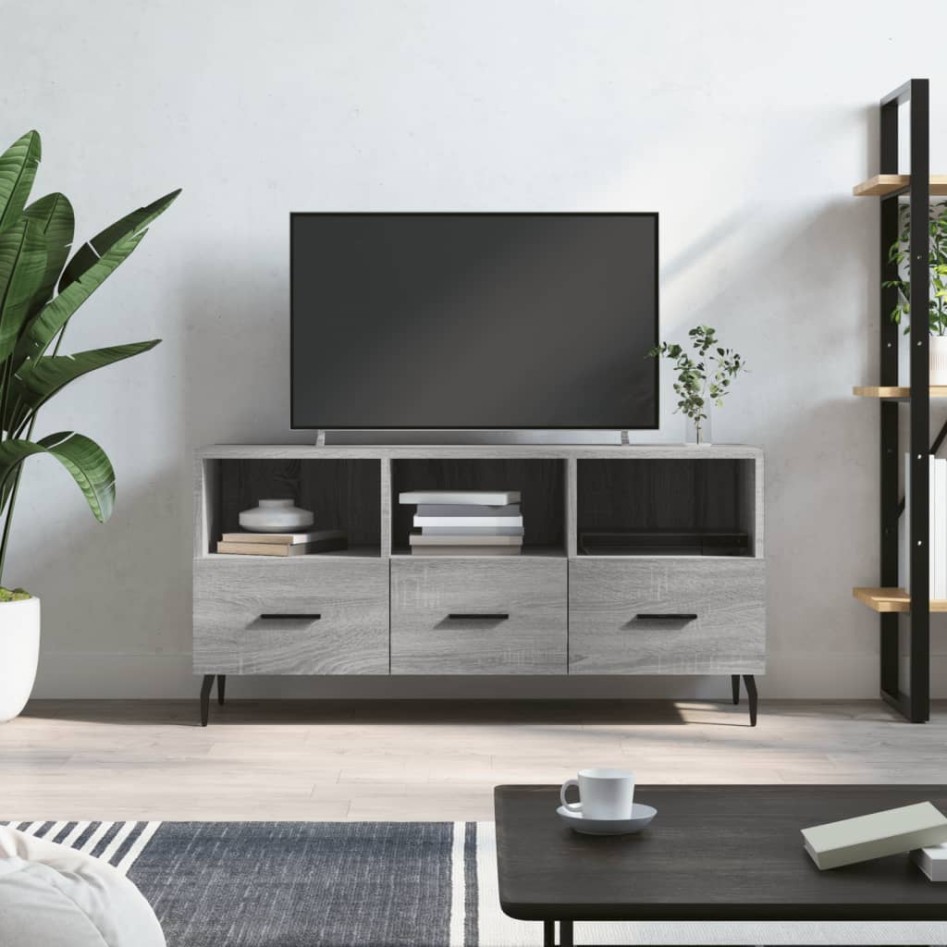 Mueble de TV madera de ingeniería gris Sonoma 102x36x50