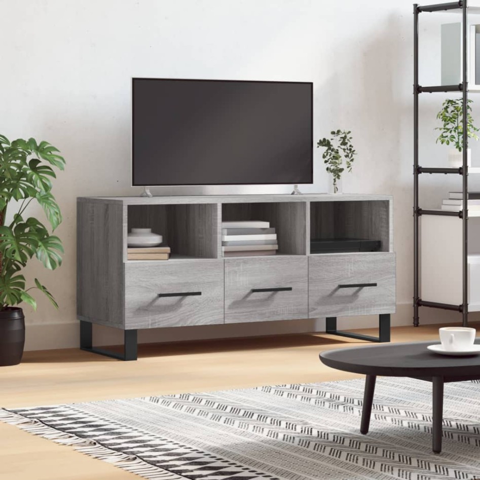 Mueble de TV madera de ingeniería gris Sonoma 102x36x50