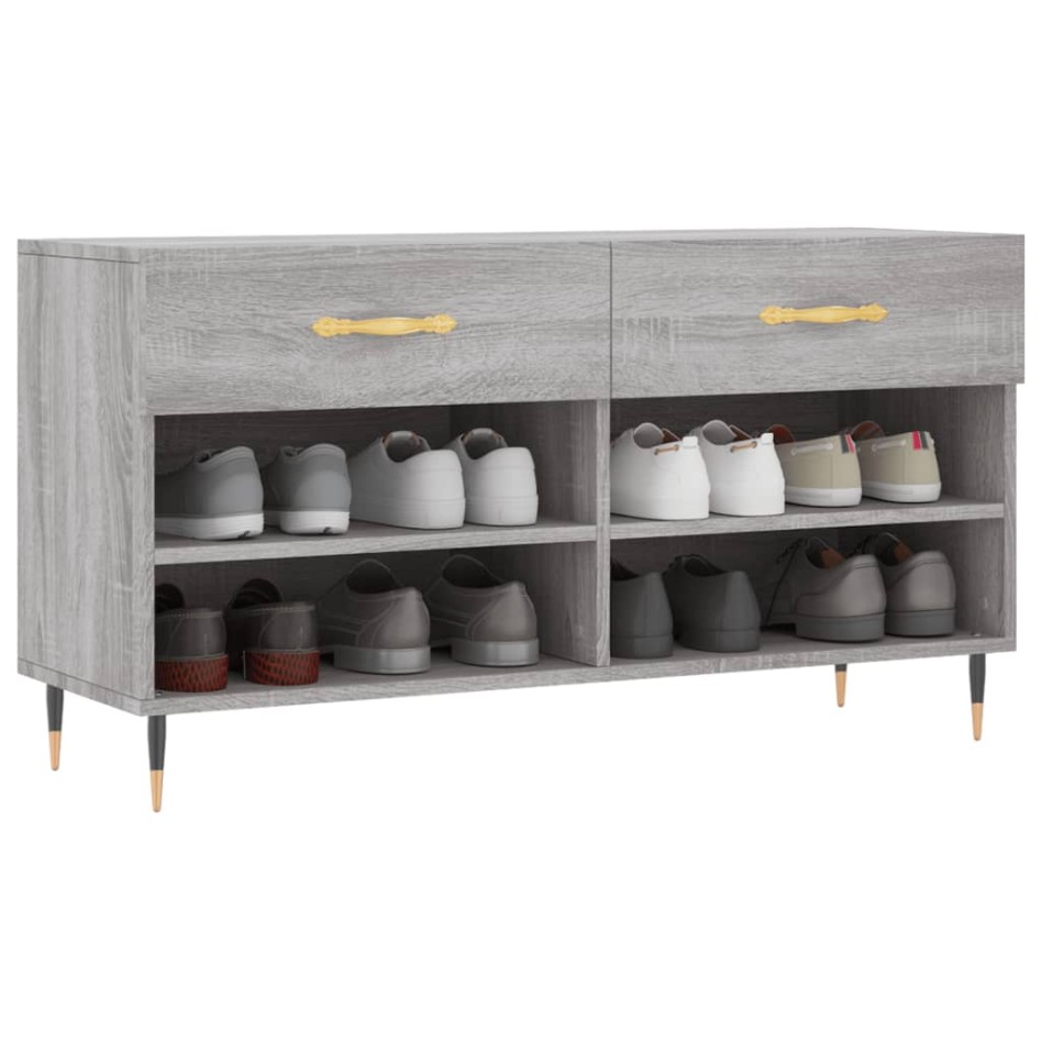 Banco zapatero madera de ingeniería gris Sonoma 102x35x55