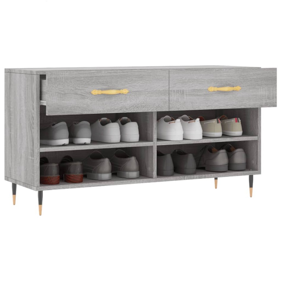 Banco zapatero madera de ingeniería gris Sonoma 102x35x55