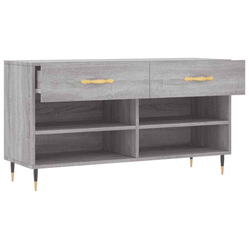 Banco zapatero madera de ingeniería gris Sonoma 102x35x55