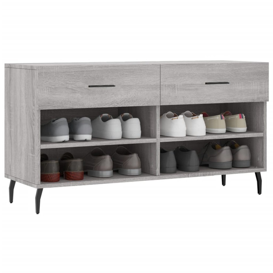 Banco zapatero madera de ingeniería gris Sonoma 102x35x55