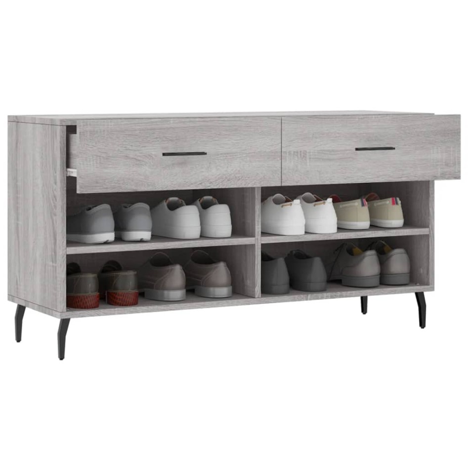 Banco zapatero madera de ingeniería gris Sonoma 102x35x55