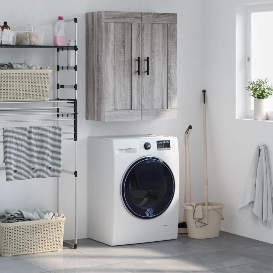 Armario de pared madera ingeniería gris Sonoma 69,5x34x90