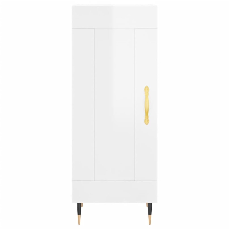 Aparador alto madera contrachapada blanco brillo 34,5x34x180