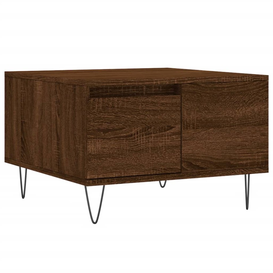 Mesa de centro madera contrachapada roble marrón 55x55x36,5