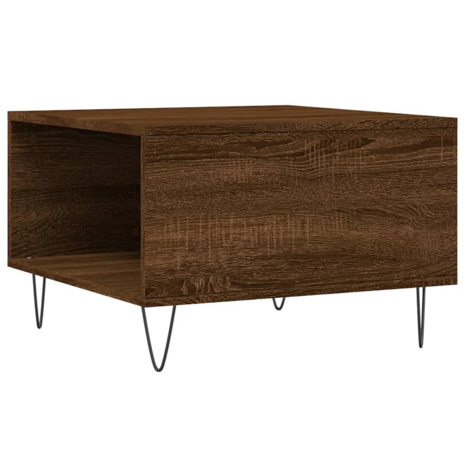 Mesa de centro madera contrachapada roble marrón 55x55x36,5