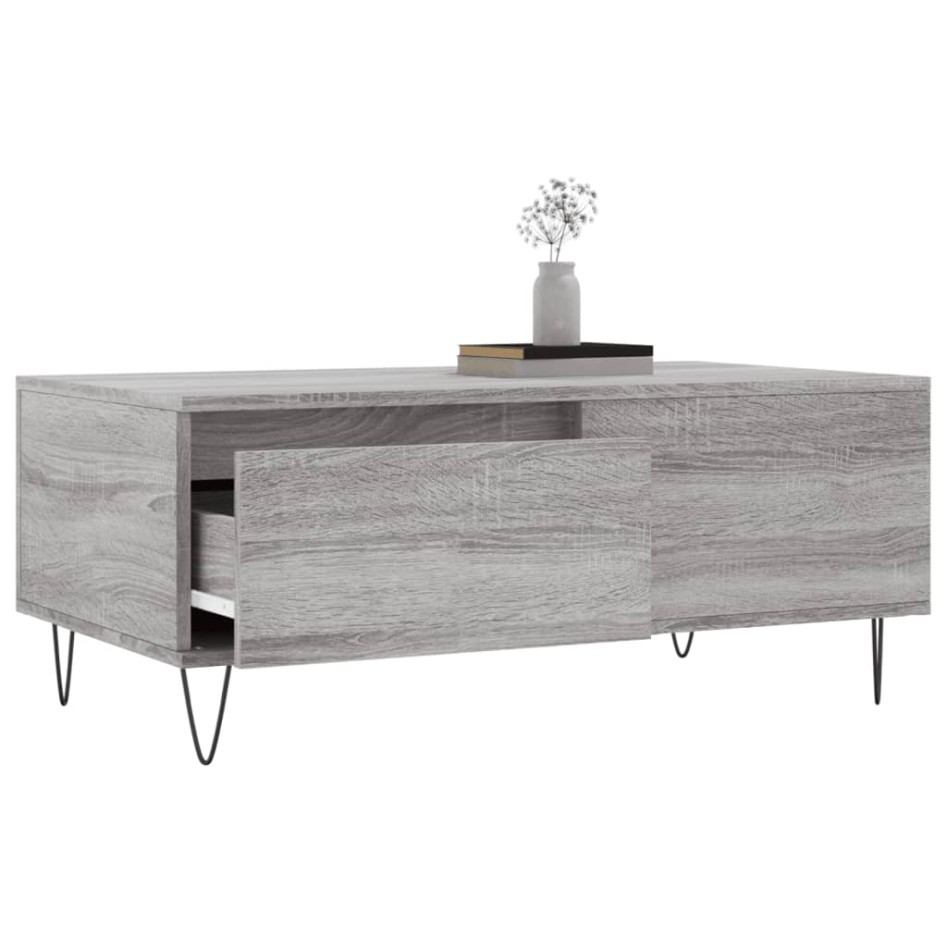 Mesa de centro madera contrachapada gris Sonoma 90x50x36,5
