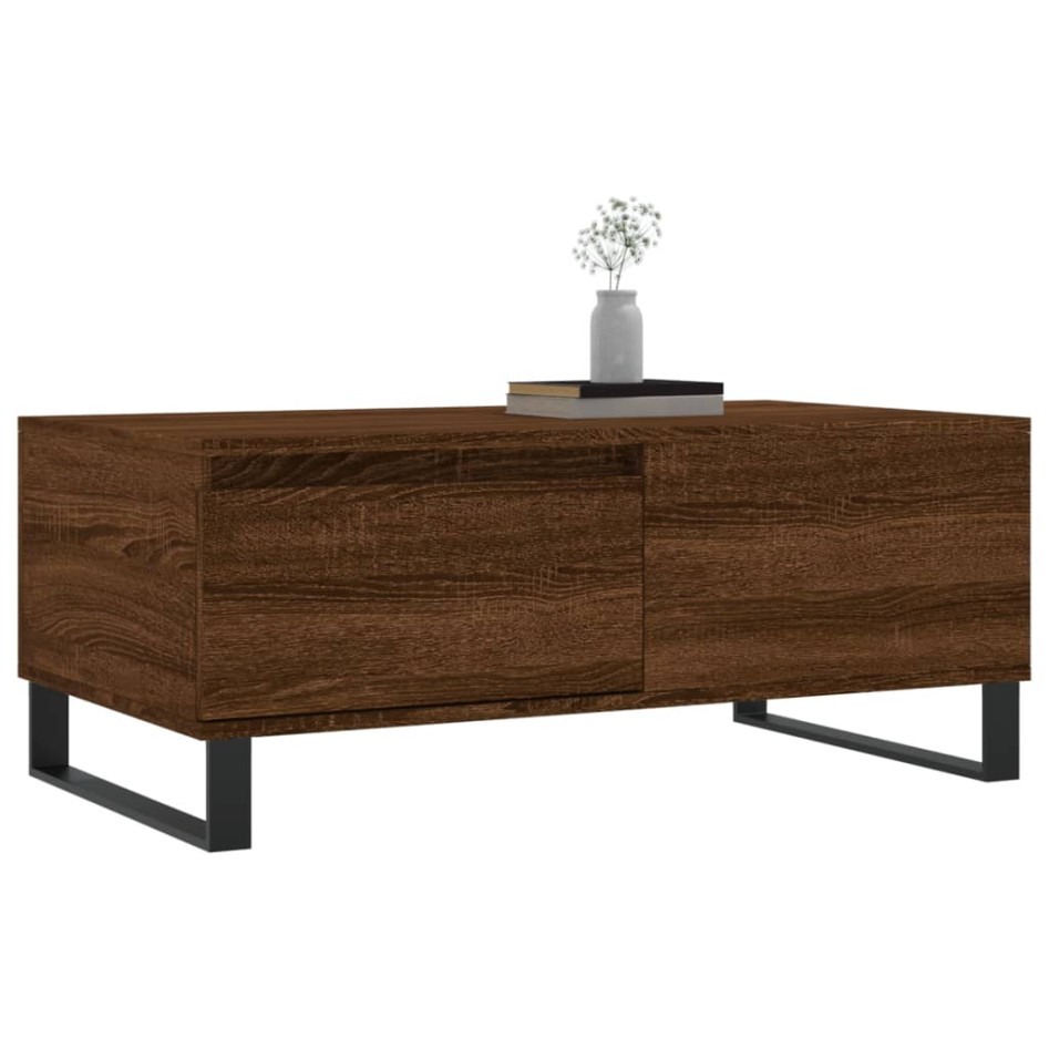 Mesa de centro madera contrachapada marrón roble 90x50x36,5