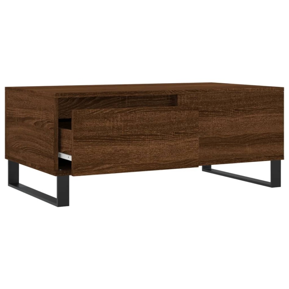 Mesa de centro madera contrachapada marrón roble 90x50x36,5