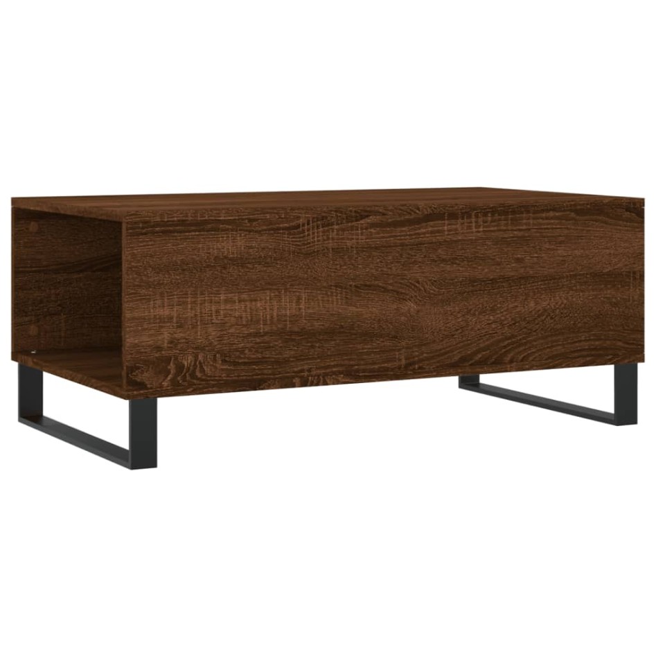 Mesa de centro madera contrachapada marrón roble 90x50x36,5