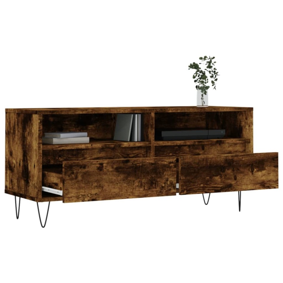Mueble de TV madera contrachapada roble ahumado