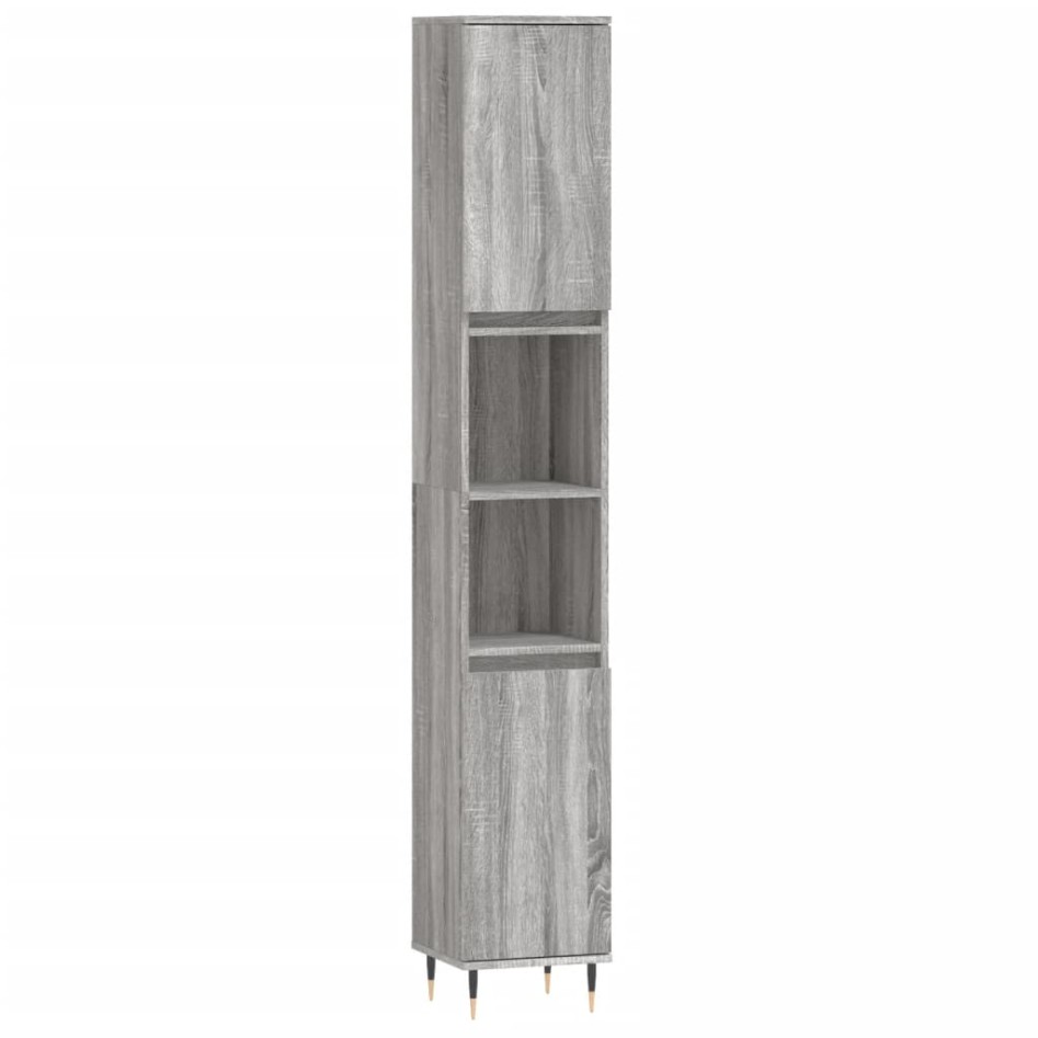 Armario de baño madera contrachapada gris Sonoma 30x30x190