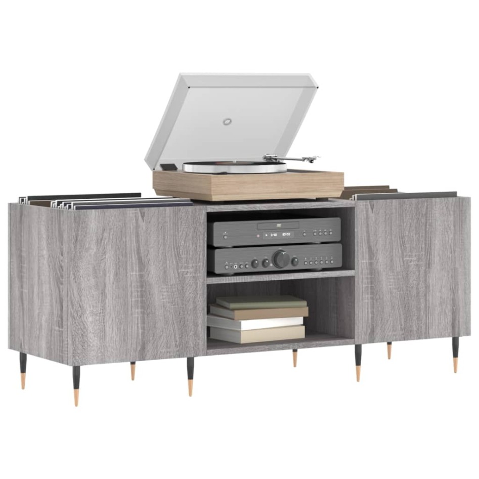 Mueble para discos madera contrachapada gris sonoma