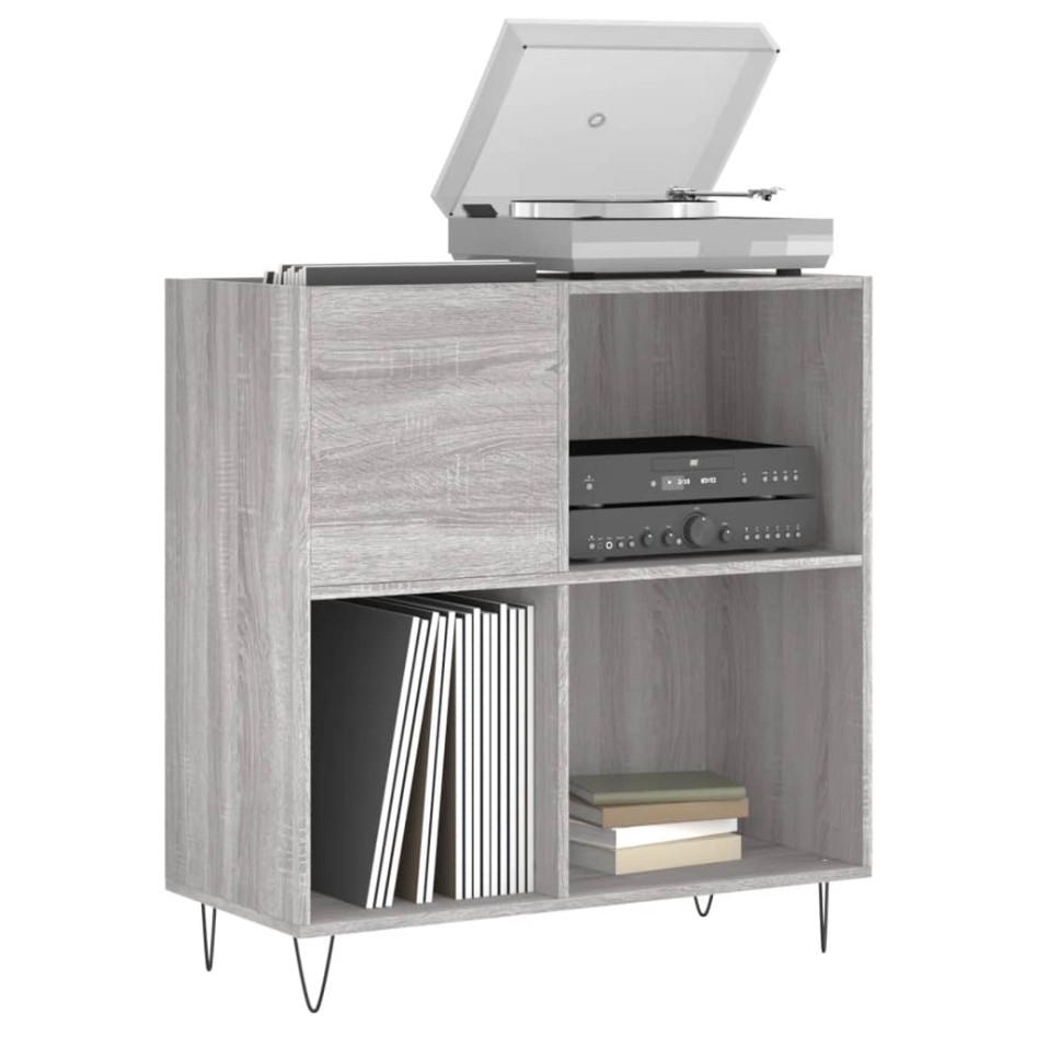 Mueble discos madera contrachapada gris Sonoma 84,5x38x89