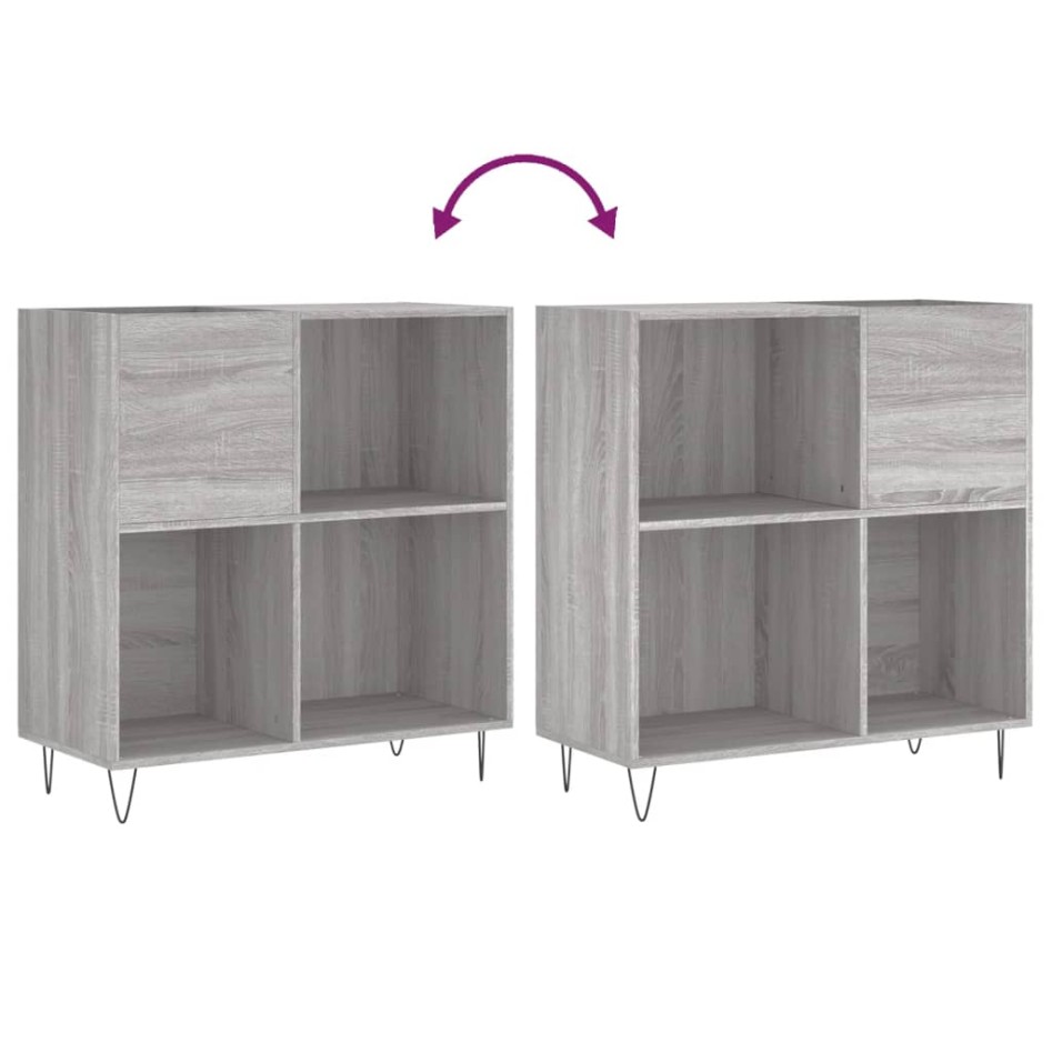 Mueble discos madera contrachapada gris Sonoma 84,5x38x89