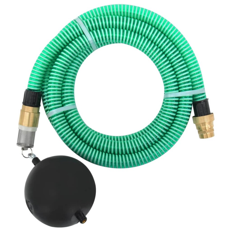 Manguera de succión con conectores de latón PVC verde 29 mm