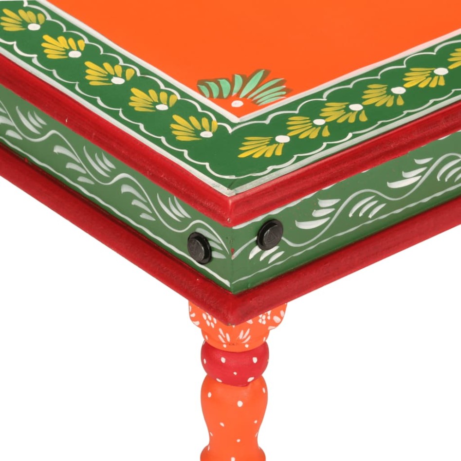 Mesa de centro madera maciza de mango naranja pintada a