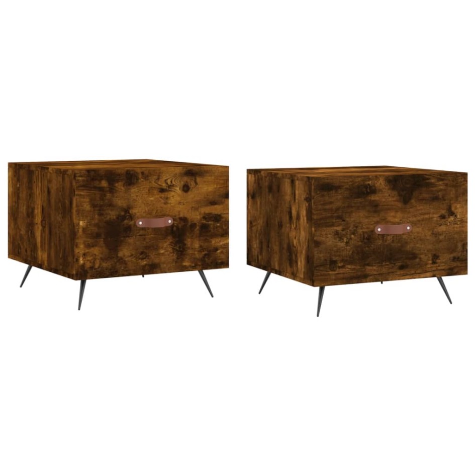 Mesa de centro 2 uds madera ingeniería roble ahumado