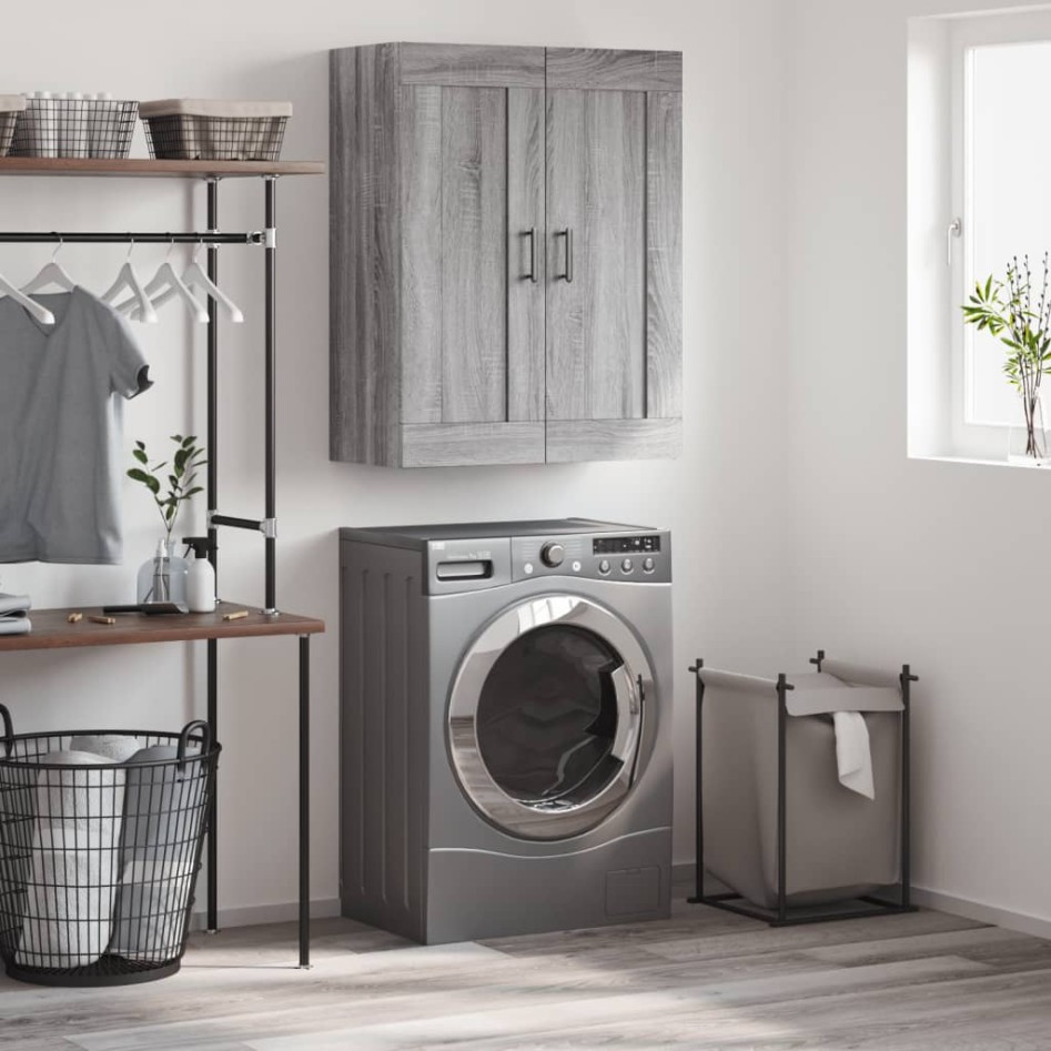 Armario de pared madera ingeniería gris Sonoma 69,5x34x90