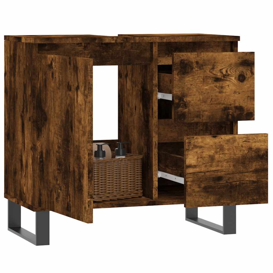 Armario de baño madera contrachapada roble ahumado 65x33x60