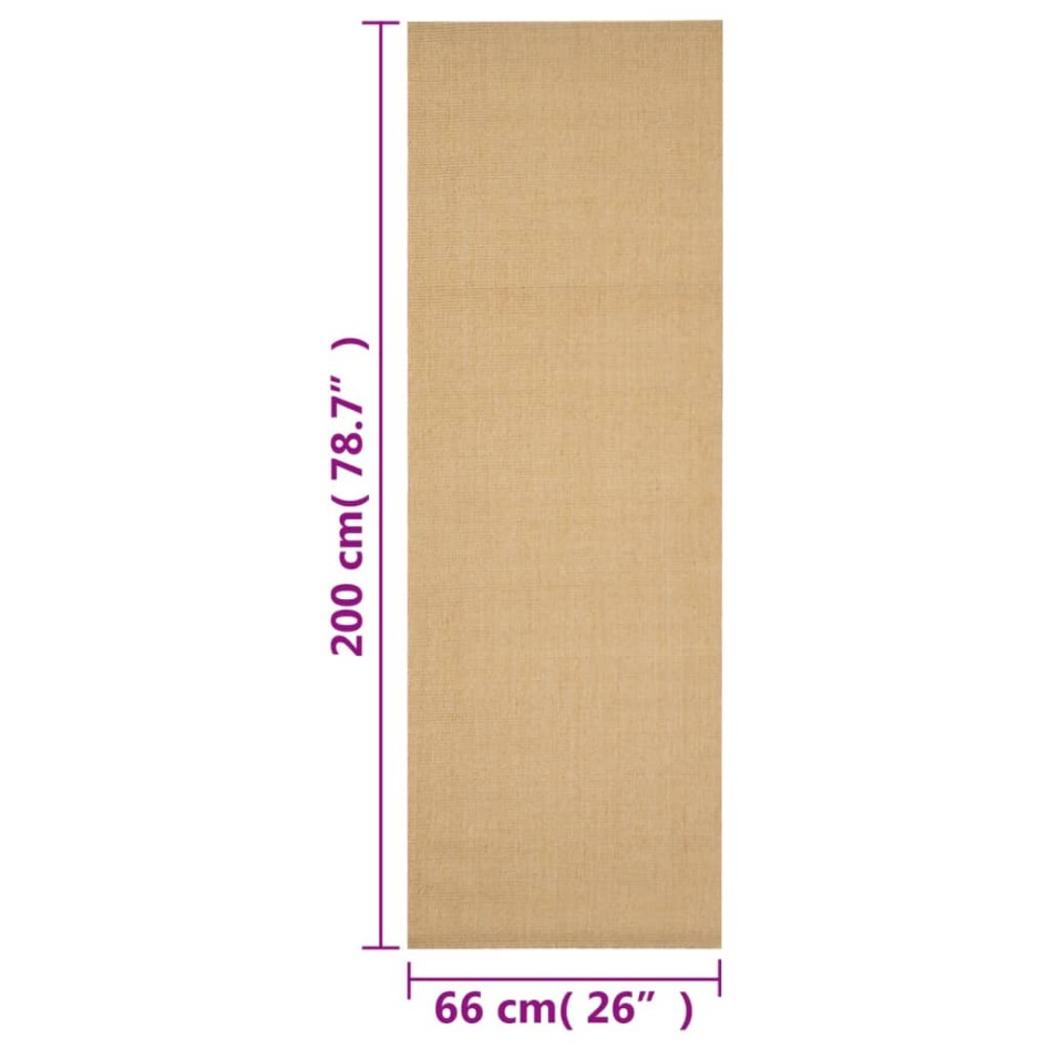 Alfombra de sisal natural 66x200