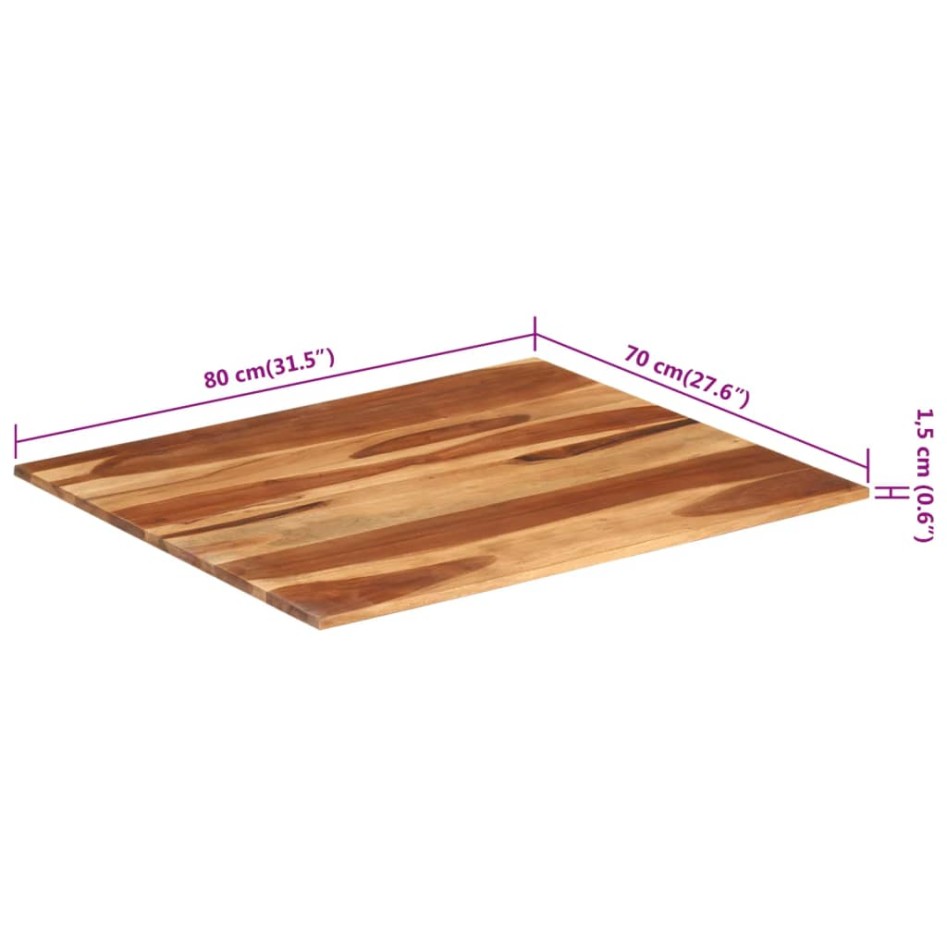 Tablero de mesa madera maciza de acacia 15-16 mm 70x80