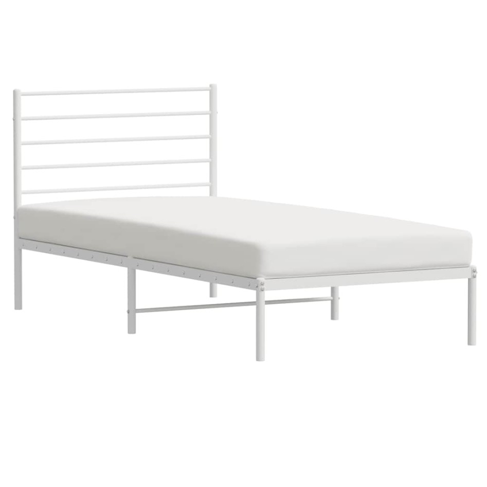 Estructura cama sin colchón con cabecero metal blanco