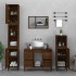 Armario de lavabo madera contrachapada roble marrón 80x33x60