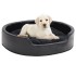 Cama para perros felpa y cuero sintético negra 79x70x19