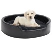 Cama para perros felpa y cuero sintético negra 79x70x19 cm